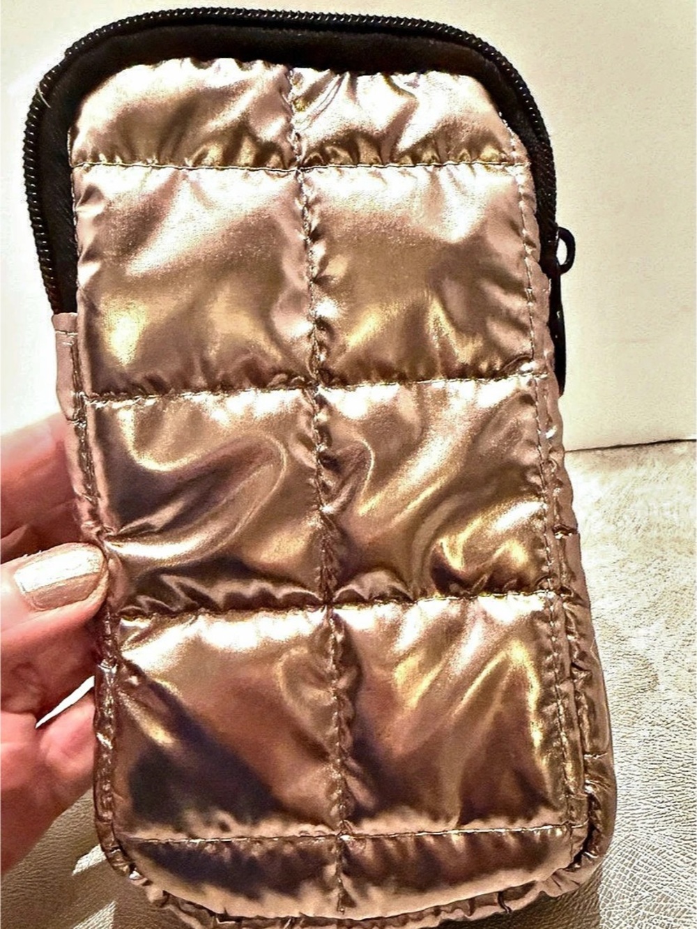 Double Quilted Padded Eye glass and Sun glass Pouch. Two pockets. Zipper.